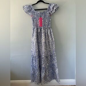 Betsey Johnson Elena Blue and White Midi Dress NWT